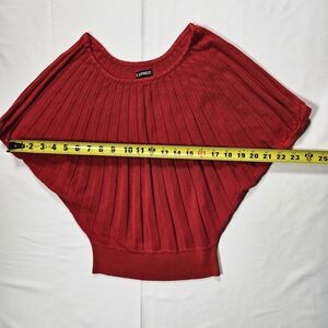 Express red ribbed knit sweater in size XS. Features a flattering fitted waist a